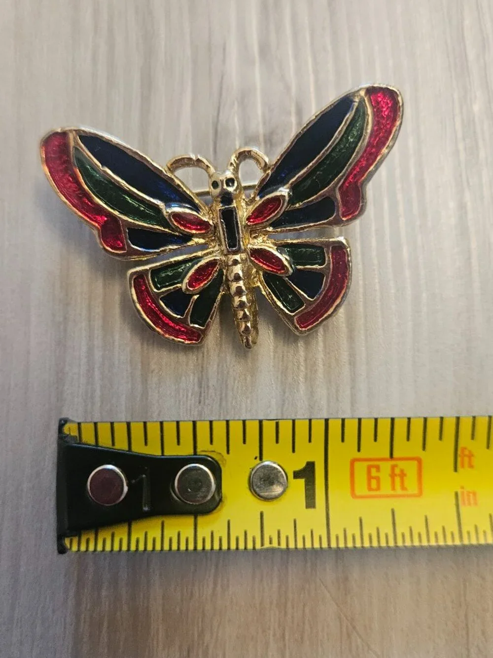 Vintage Colorful Enamel Butterfly Brooch Pin Gold Tone